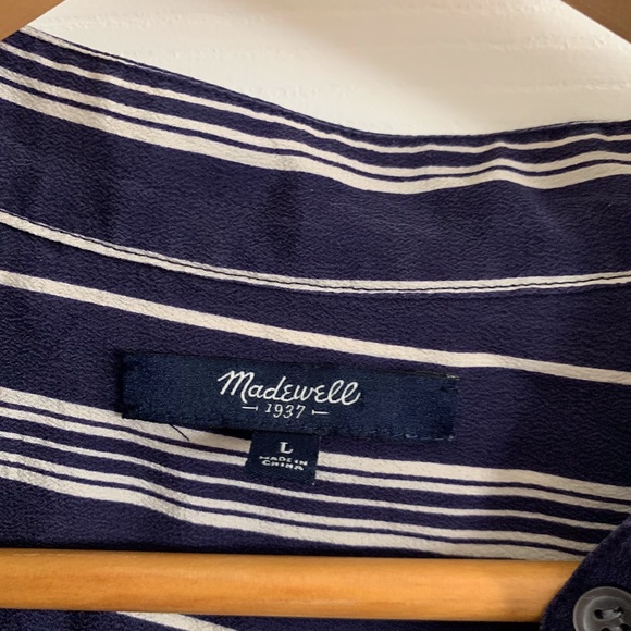 Madewell Mulberry Silk Striped Button Down Tunic - Picture 4 of 4